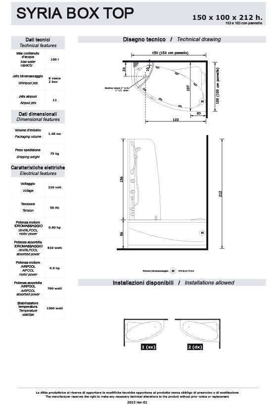 Treesse Vasca Idromassaggio Syria Con Box Doccia In Cristalllo Temperato Da 6mm